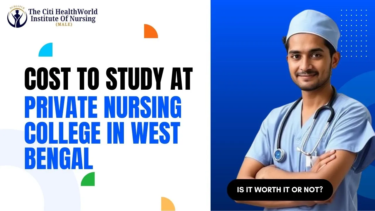 A male student posing confidently in uniform at a private nursing college in West Bengal