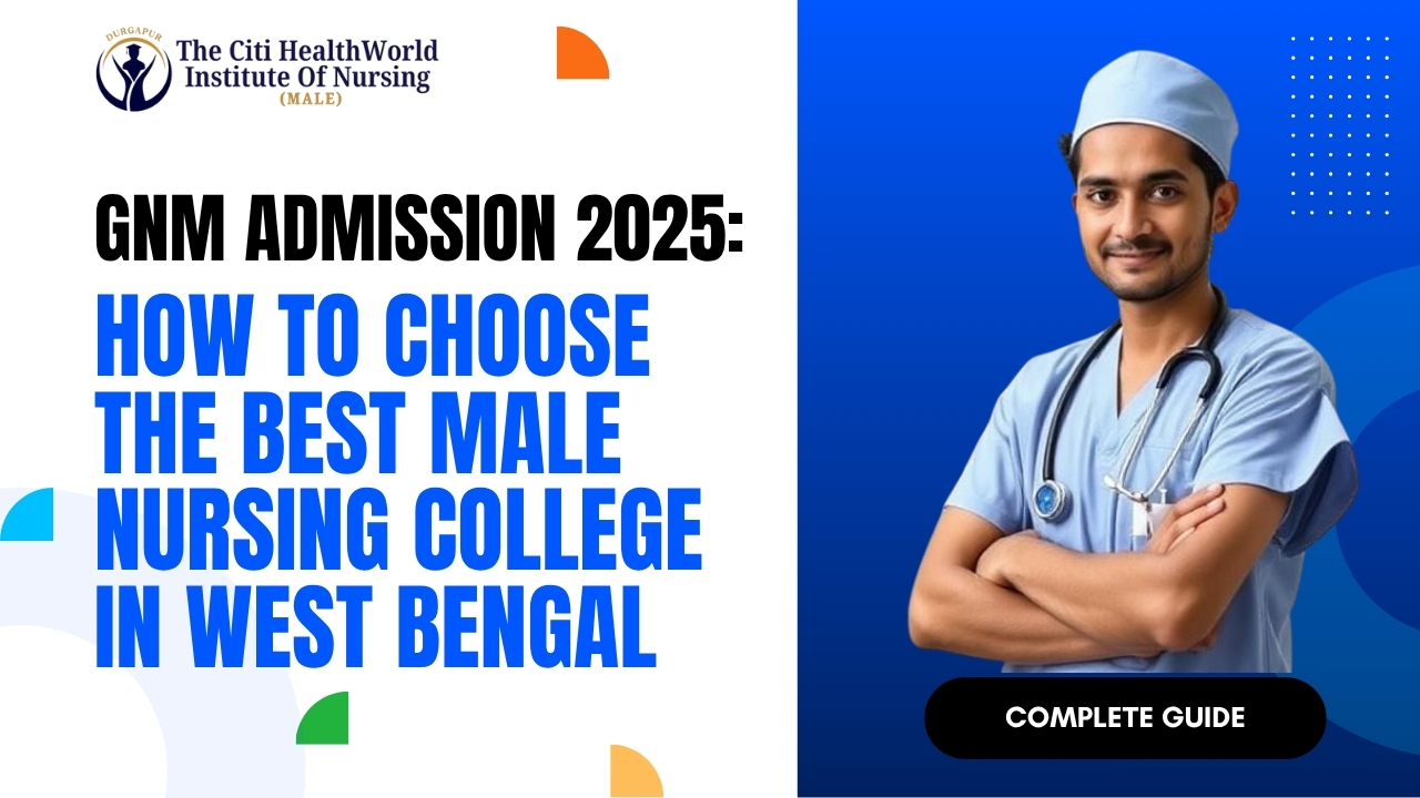 Male nursing student in uniform preparing for GNM Admission 2025 at Citi Healthworld Institute of Nursing, Durgapur