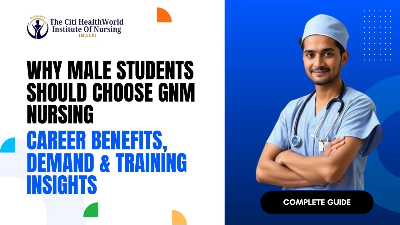 Male student in uniform training at the best male GNM nursing college in West Bengal