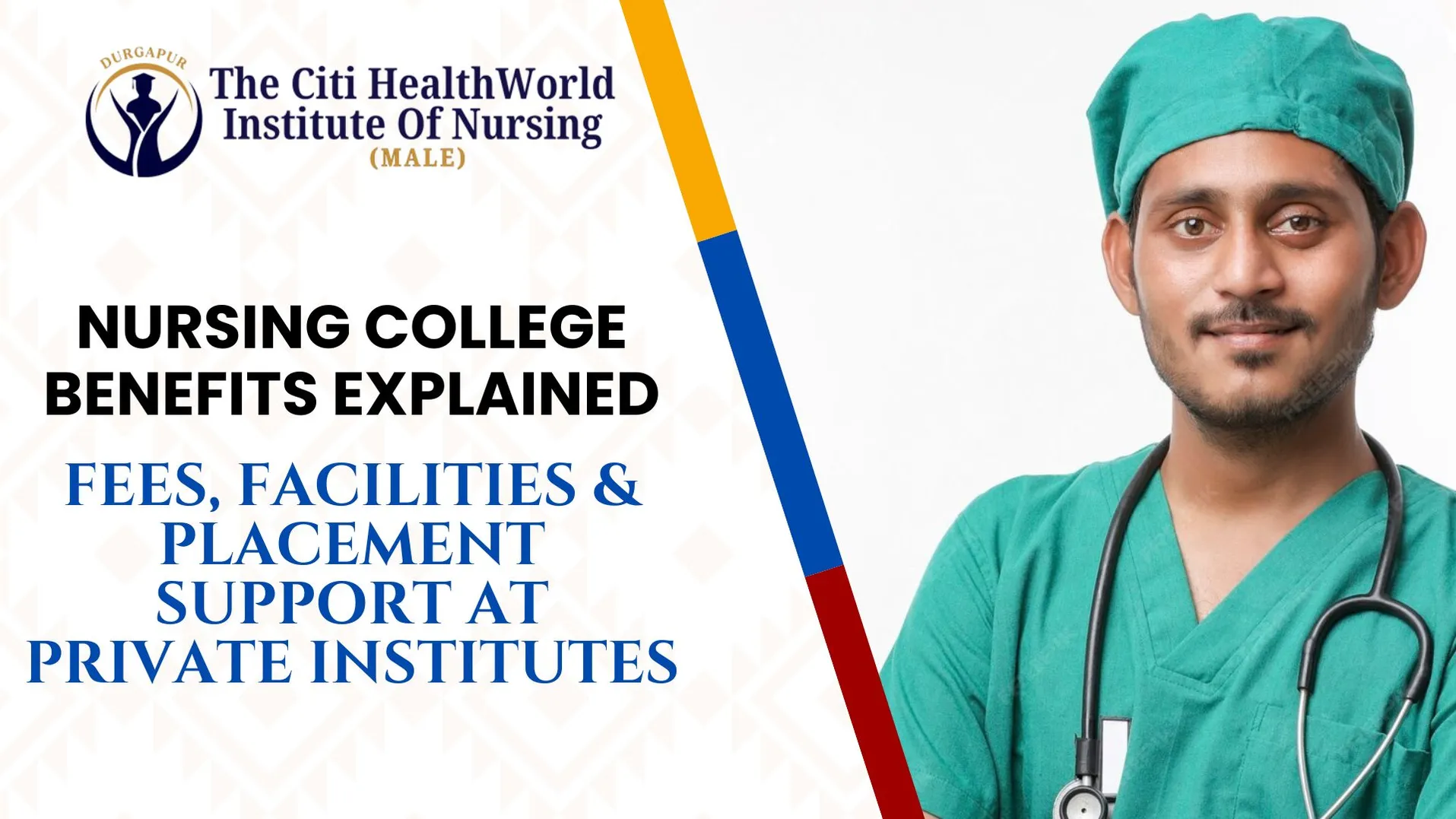 Student standing at a private nursing college campus in West Bengal